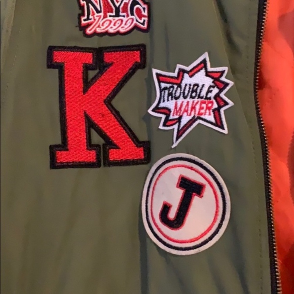 Boho Funky Green Bomber Jacket patch… - Picture 5 of 7
